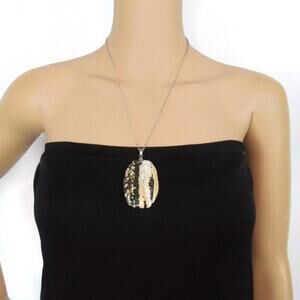 Madagascar Marovato Ocean Jasper Pendant 18kgp Silver Chain Necklace